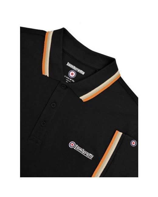 Lambretta Black Stone Triple Tipped Polo Shirt for men