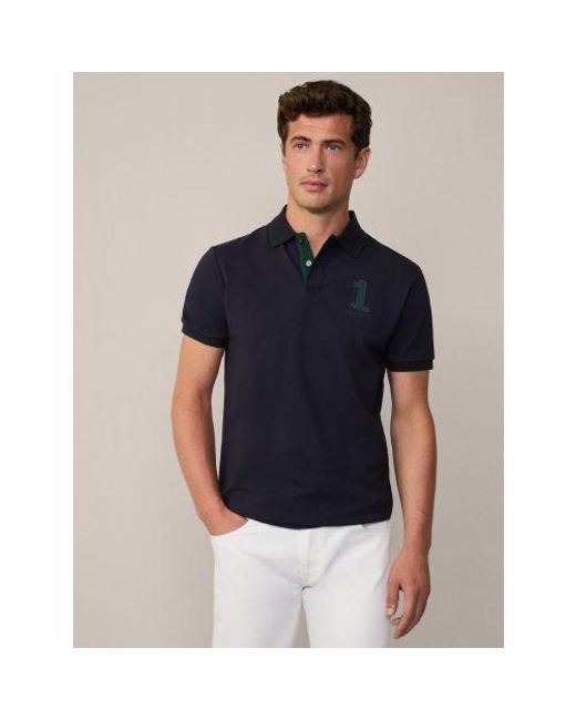 Hackett Blue Midnight Heritage Number Polo Shirt for men