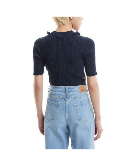 Paul Smith Blue Very Dark Knitted Short Sleeve Top
