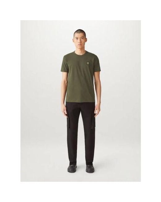 Belstaff Green Tile Embroidered Logo T-Shirt for men