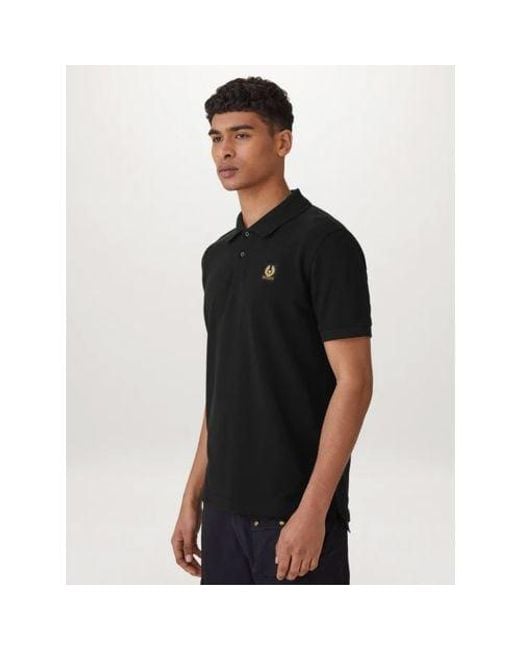 Belstaff Black Cotton Pique Polo Shirt for men