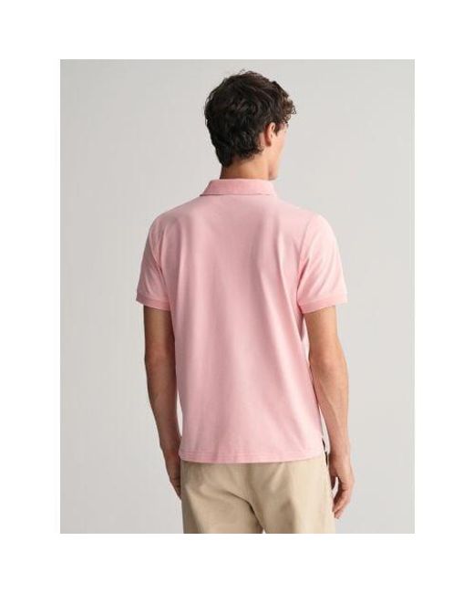 Gant Pink Bubblegum Regular Fit Contrast Pique Polo Shirt for men