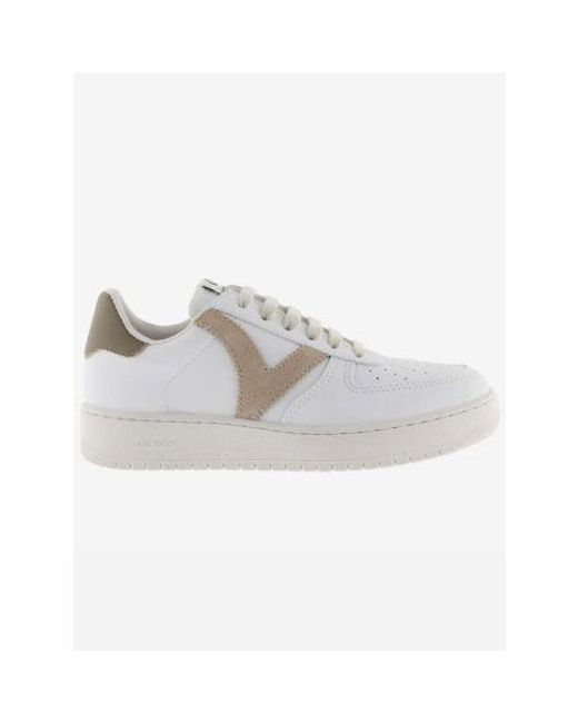 Victoria White Taupe Madrid Faux Leather Trainer