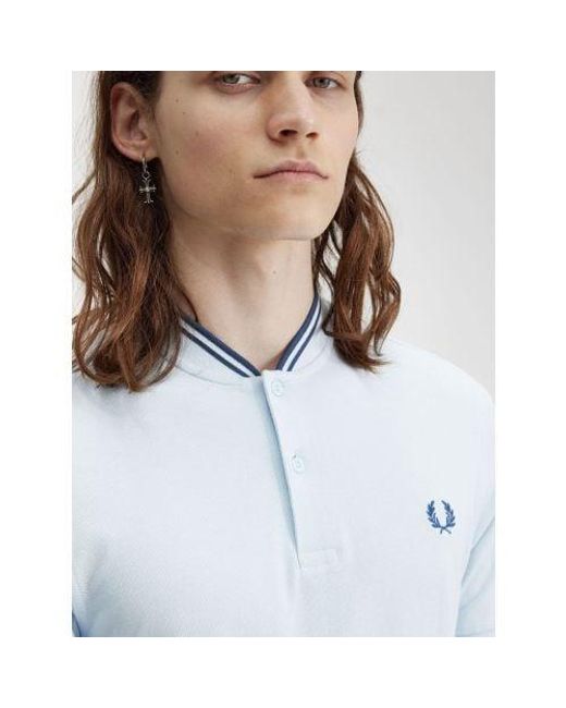 Fred Perry Blue Light Ice Midnight Bomber Collar Polo Shirt for men