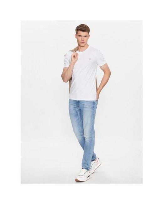 Guess White Pure Embroidered Logo T-Shirt for men