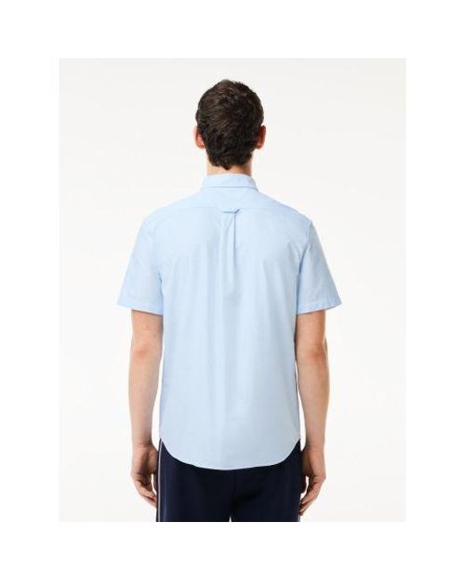 Lacoste Blue Overview Short Sleeve Oxford Shirt for men