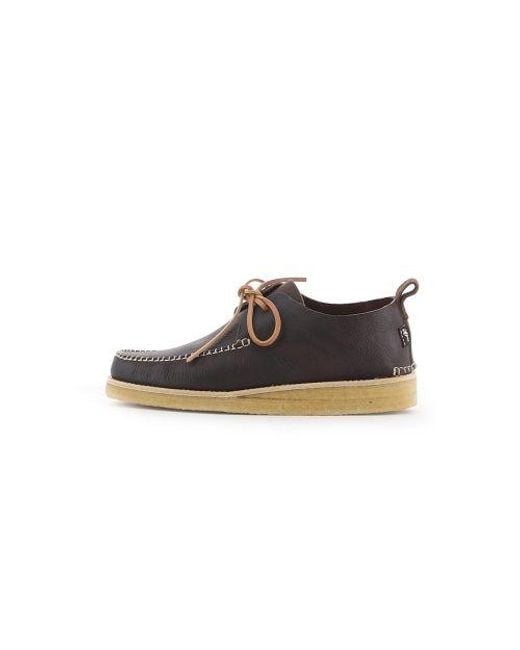Yogi Footwear Brown Dark Lawson Tumbled Leather Shoe for men