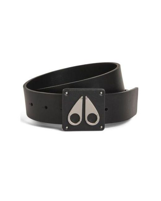 Moose Knuckles Black Large Logo Icon Belt for men