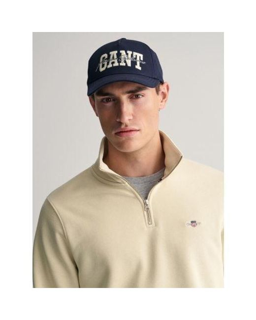 Gant Natural Silky Regular Fit Shield Logo Half Zip Sweatshirt for men