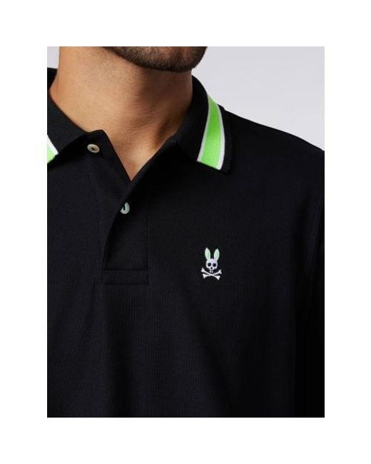 Psycho Bunny Black Lorenzo Long Sleeve Pique Polo Shirt for men