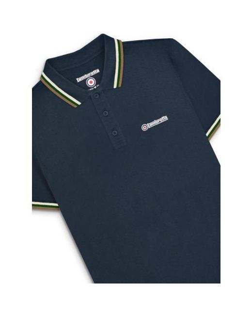 Lambretta Blue Triple Tipped Polo Shirt for men