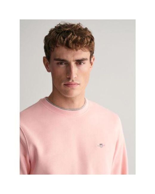 Gant Pink Bubblegum Regular Fit Shield Logo Crew Neck Sweatshirt for men