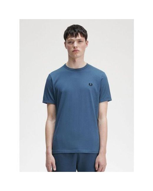 Fred Perry Blue Midnight Ringer T-Shirt for men