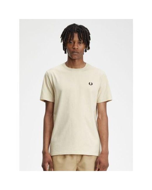 Fred Perry Natural Oatmeal Crew Neck T-Shirt for men