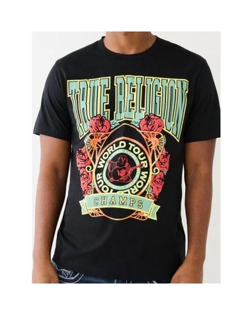True Religion Green Jet Champs Puff Print T-Shirt for men