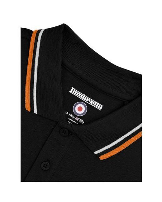 Lambretta Black Twin Tipped Polo Shirt for men