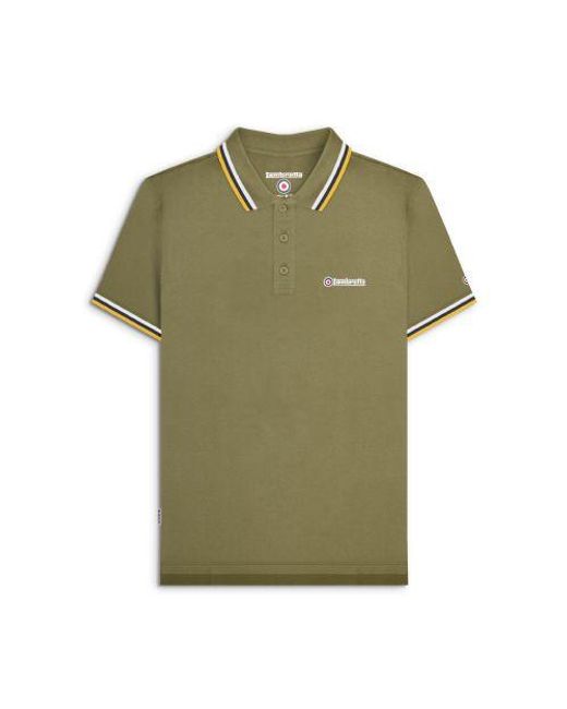 Lambretta Green Khaki Triple Tipped Polo Shirt for men
