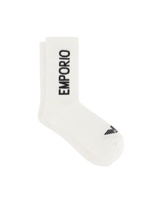 Emporio Armani White 2-Pack Logo Tape Sock for men
