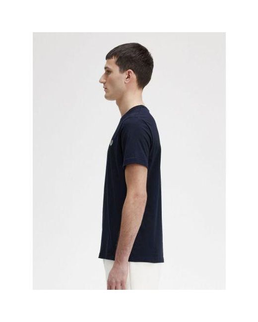 Fred Perry Blue Crew Neck T-Shirt for men