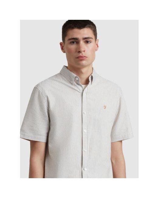 Farah Gray Stained Oak Brewer Striped Shirt for men