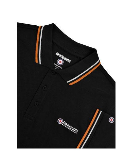 Lambretta Black Twin Tipped Polo Shirt for men