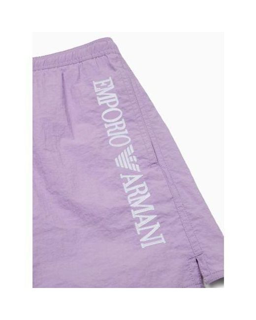 Emporio Armani Purple Wisteria Beach Crinkle Swim Short for men