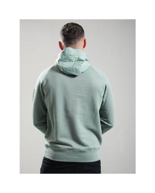 Marshall Artist Green Sage Stanford Quarter Zip Hoodie for men