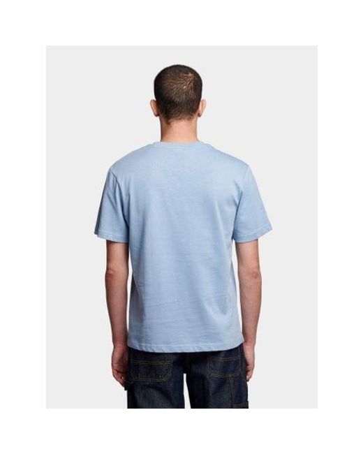 Penfield Blue Soft Chambray Relaxed Fit Embroidered Mountain T-Shirt for men