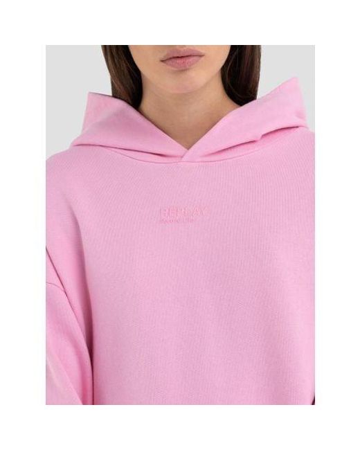Replay Pink Light Rose Crew Neck Logo Sweatshirt