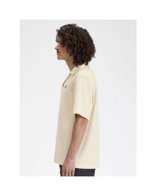 Fred Perry Natural Oatmeal Pique Texture Revere Collar Shirt for men