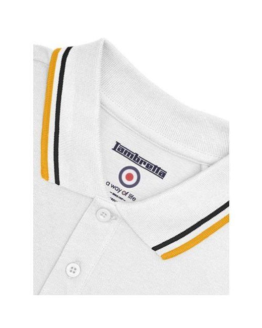 Lambretta White Twin Tipped Polo Shirt for men