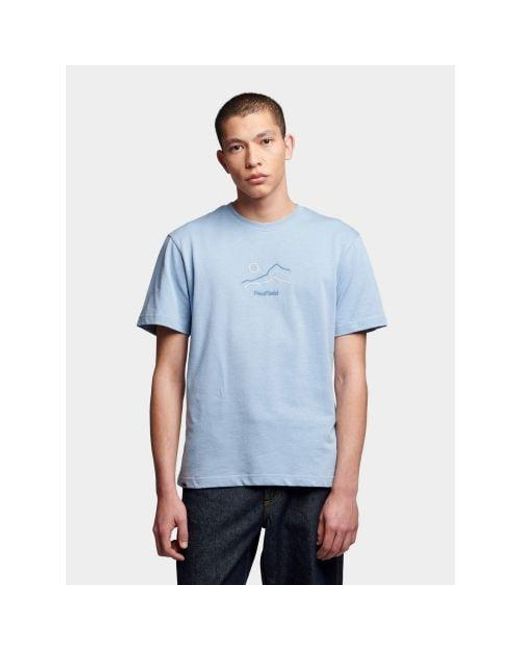 Penfield Blue Soft Chambray Relaxed Fit Embroidered Mountain T-Shirt for men