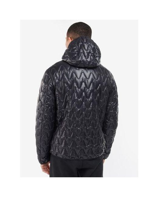 Barbour Black Hooded Wave Quilted Jacket for men