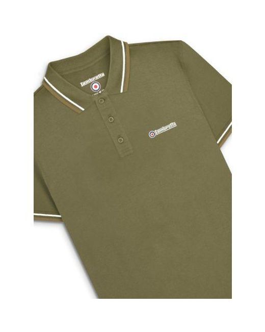 Lambretta Green Khaki Twin Tipped Polo Shirt for men