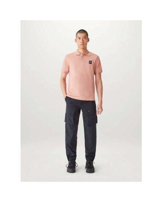 Belstaff Pink Rust Tipped Polo Shirt for men