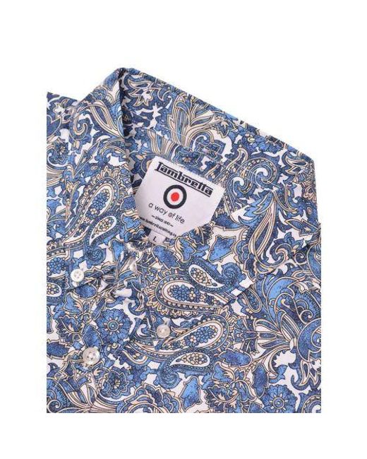 Lambretta Blue Paisley Short Sleeve Shirt for men