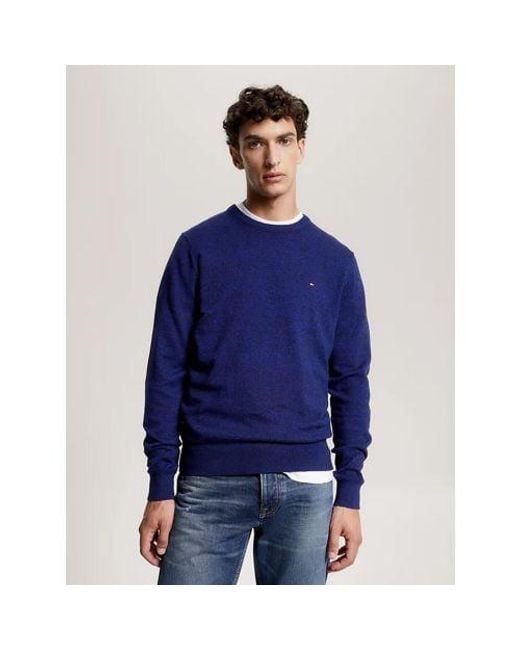 Tommy Hilfiger Blue Twilight Lapis Mouline Pima Organic Cotton Cashmere Sweater for men