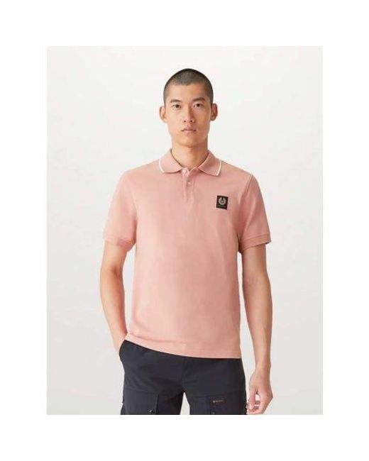 Belstaff Pink Rust Tipped Polo Shirt for men