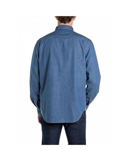 Replay Blue Medium Denim Shirt for men