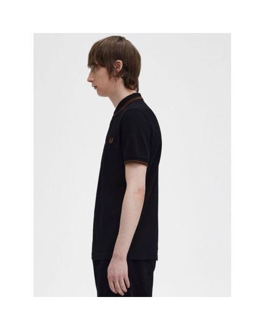 Fred Perry Black Whisky Twin Tipped Polo Shirt for men