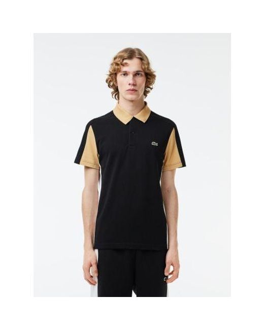 Lacoste Black Croissant Flour Colourblock Polo Shirt for men