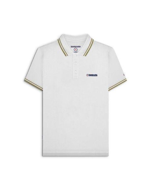 Lambretta White Cashew Twin Tipped Polo Shirt for men