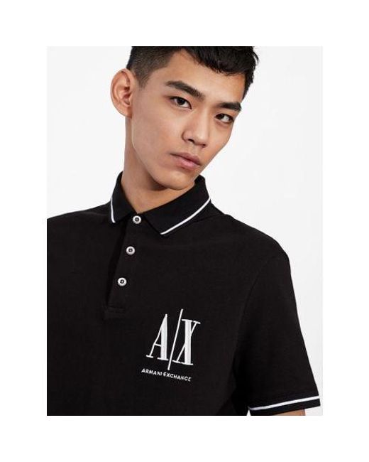 Armani Exchange Black Logo Polo Shirt for men