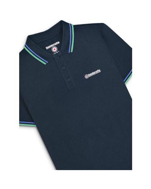 Lambretta Blue Twin Tipped Polo Shirt for men