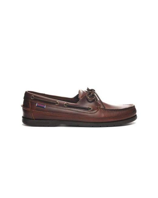 Sebago Brown Gum Schooner Waxed Leather Boat Shoe for men