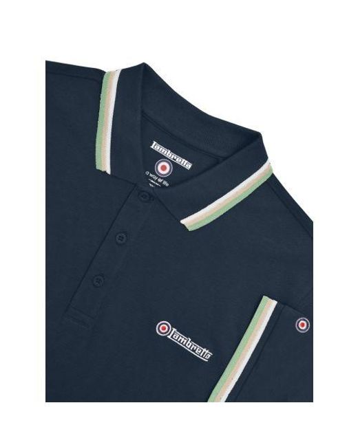 Lambretta Blue Triple Tipped Polo Shirt for men