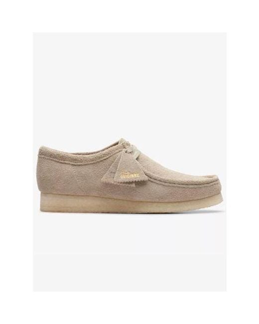 Clarks White Pale Suede Wallabee Shoe for men