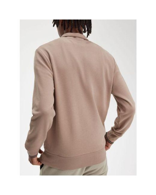 Fred Perry Brown Dark Half Zip Sweatshirt for men