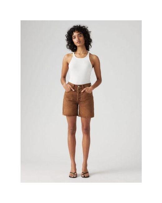 Levi's Brown Scraped Sorrel Horse Shrt 501 Mid Thigh Short
