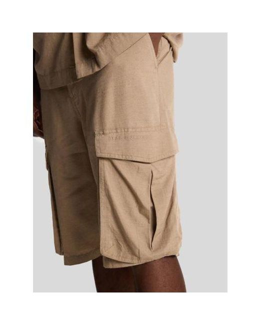 Lyle & Scott Natural Desert Taupe Cotton Linen Cargo Short for men